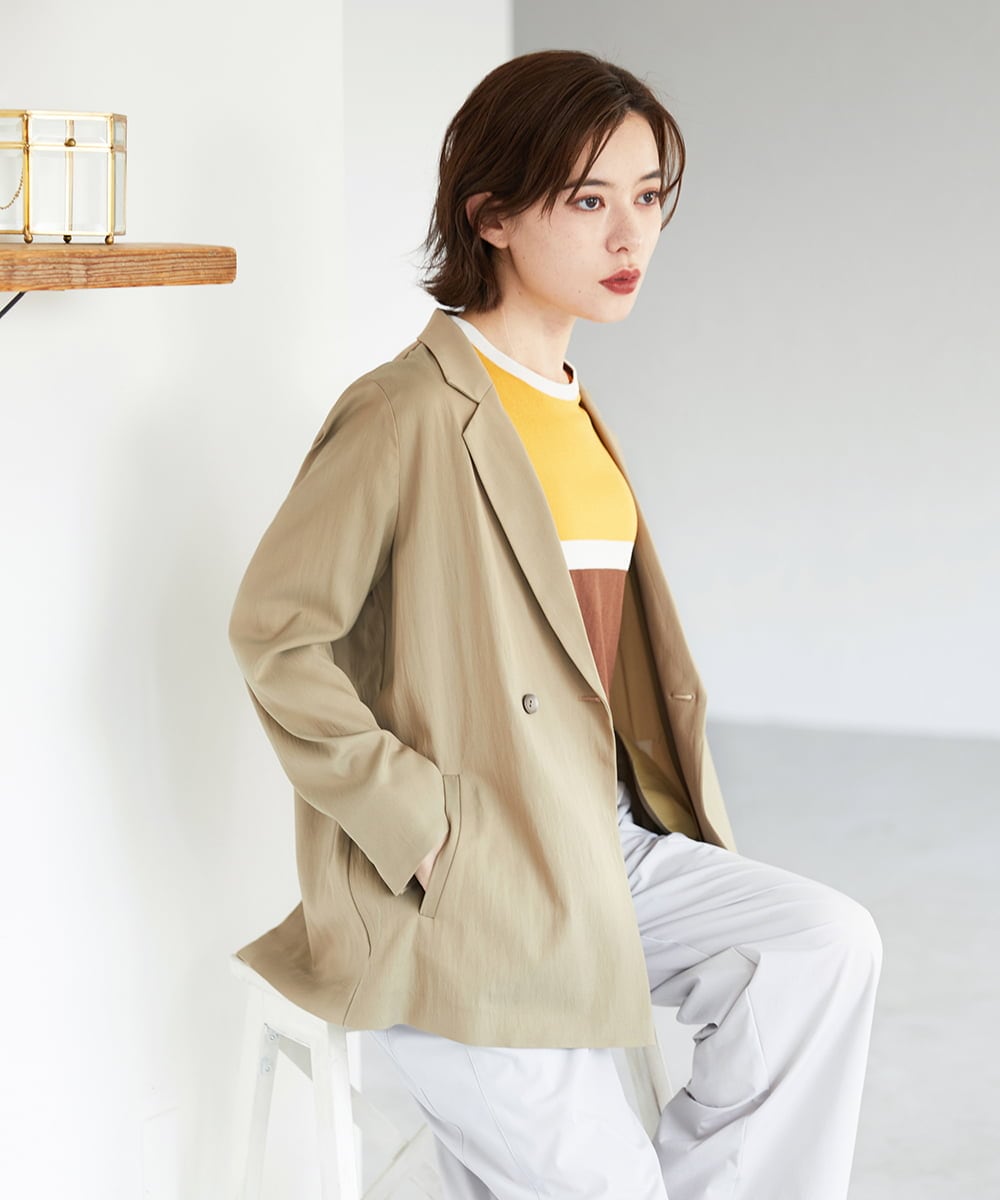 PHJGE47390 GEORGES RECH(小さいサイズ)(メゾン ドゥ サンク) ダブルブレストテーラードジャケット ベージュ