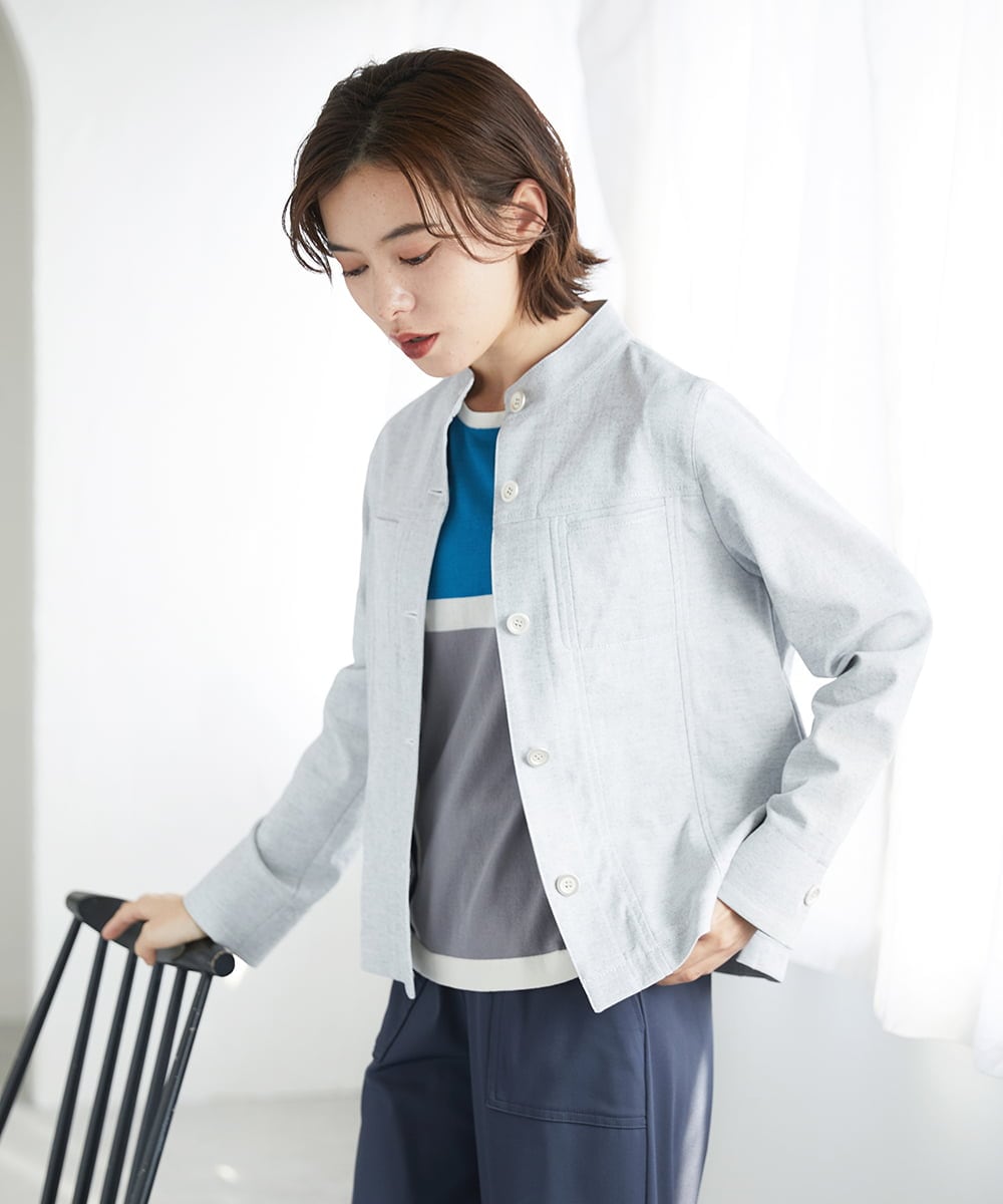 PHJGE52390 GEORGES RECH(小さいサイズ)(メゾン ドゥ サンク) シェルタリングドライオックスジャケット ライトグレー