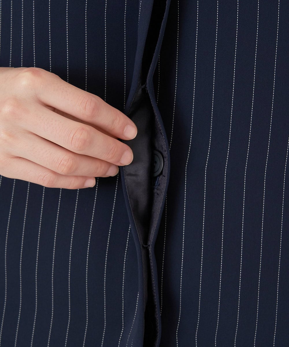 PHJGQ48390 GEORGES RECH(小さいサイズ)(メゾン ドゥ サンク) 【セットアップ対応】ピンストライプショートジャケット ネイビー