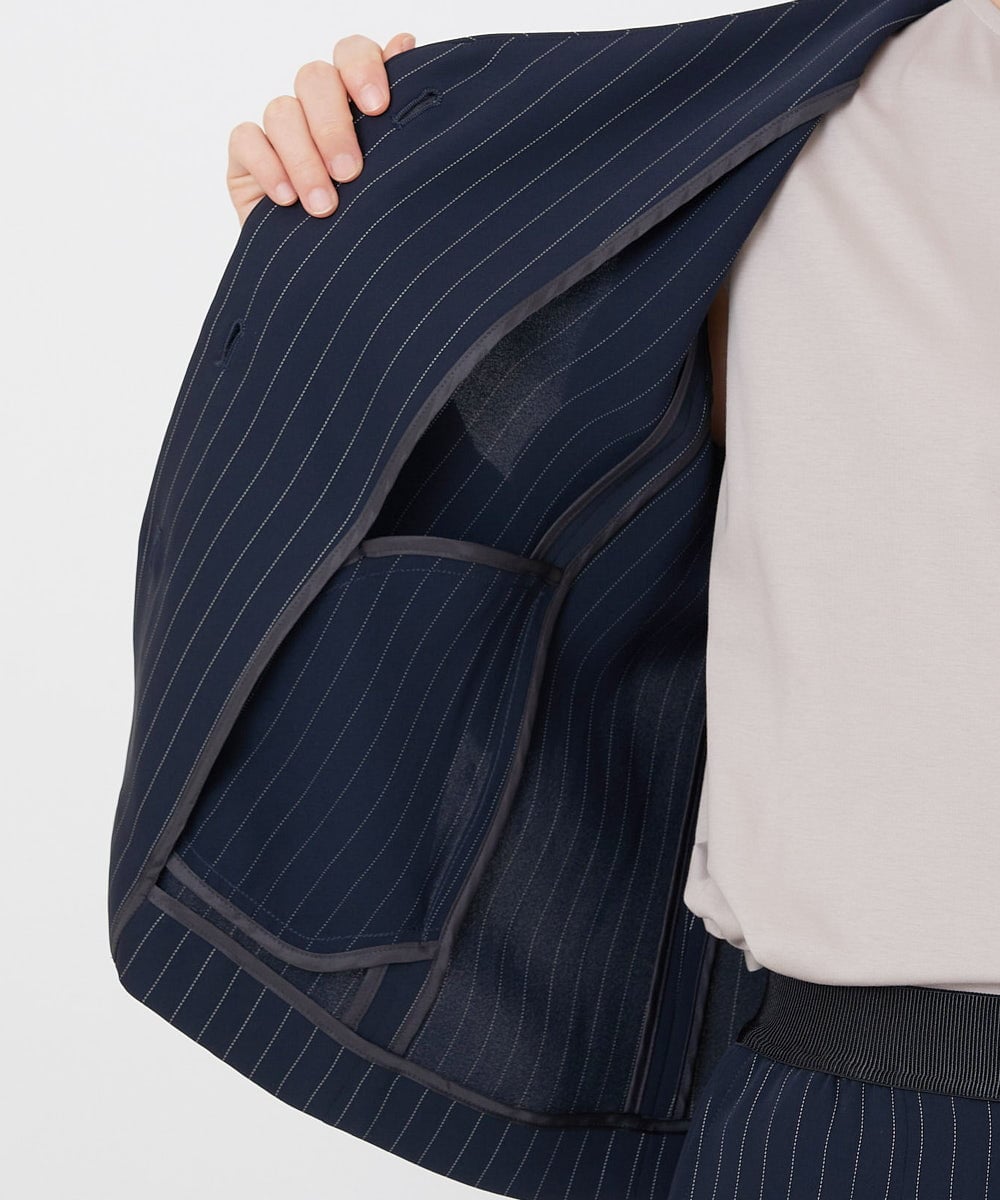 PHJGQ48390 GEORGES RECH(小さいサイズ)(メゾン ドゥ サンク) 【セットアップ対応】ピンストライプショートジャケット ネイビー