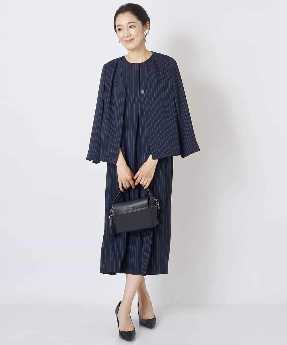 PHJGQ48390 GEORGES RECH(小さいサイズ)(メゾン ドゥ サンク) 【セットアップ対応】ピンストライプショートジャケット ネイビー