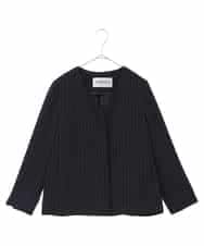 PHJGQ48390 GEORGES RECH(小さいサイズ)(メゾン ドゥ サンク) 【セットアップ対応】ピンストライプショートジャケット ネイビー