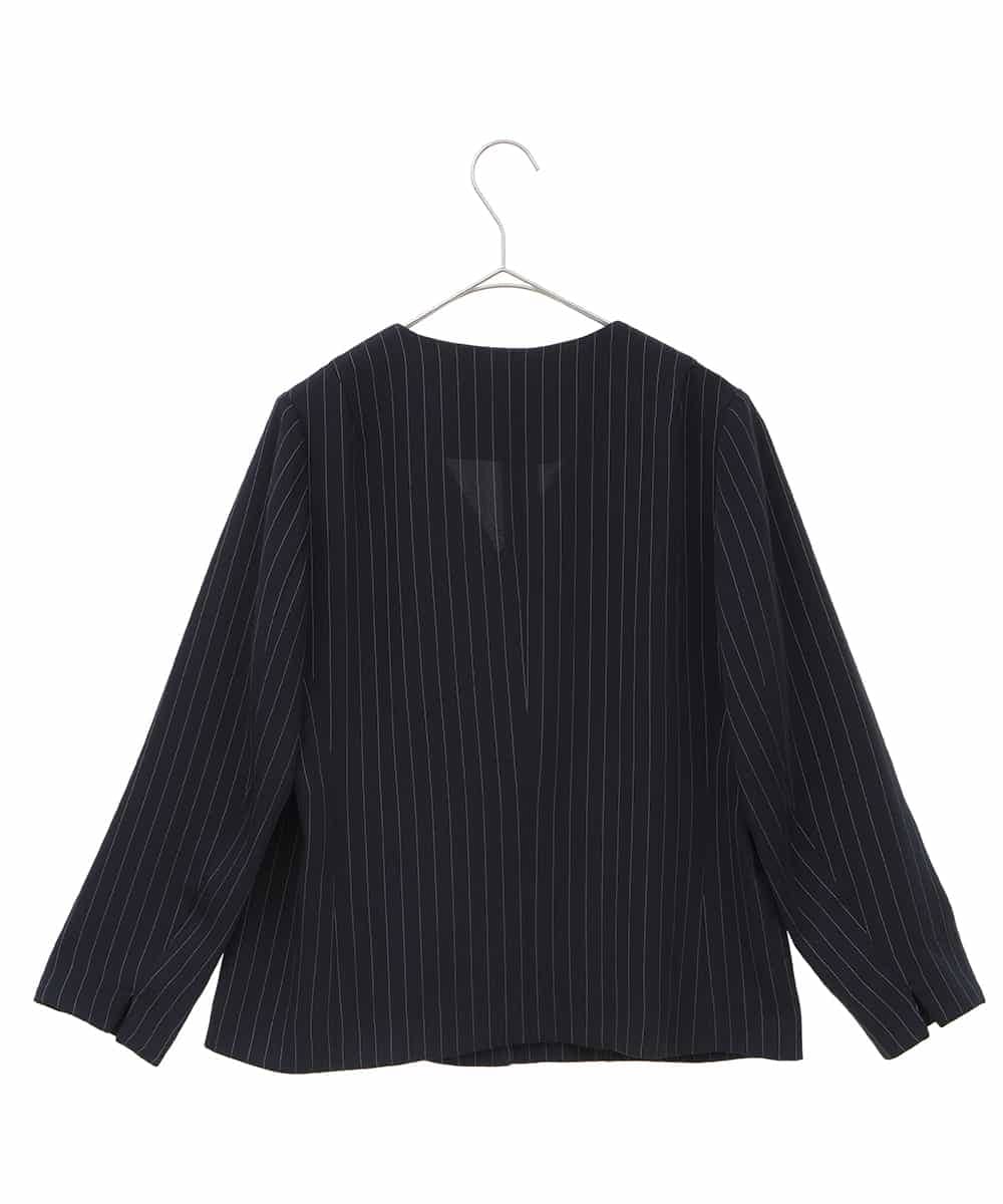 PHJGQ48390 GEORGES RECH(小さいサイズ)(メゾン ドゥ サンク) 【セットアップ対応】ピンストライプショートジャケット ネイビー