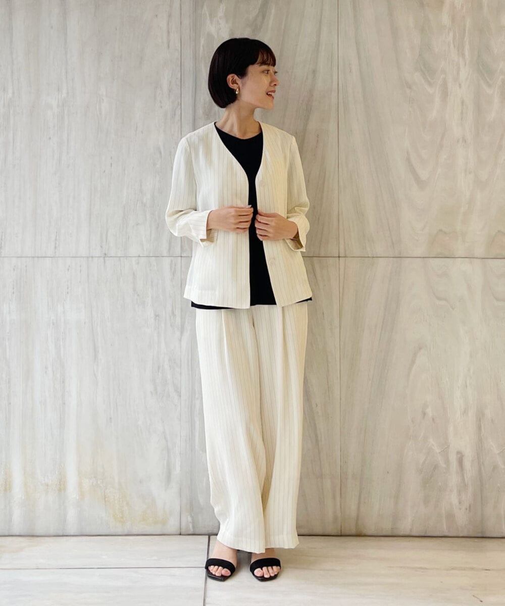 PHJGQ48390 GEORGES RECH(小さいサイズ)(メゾン ドゥ サンク) 【セットアップ対応】ピンストライプショートジャケット ネイビー