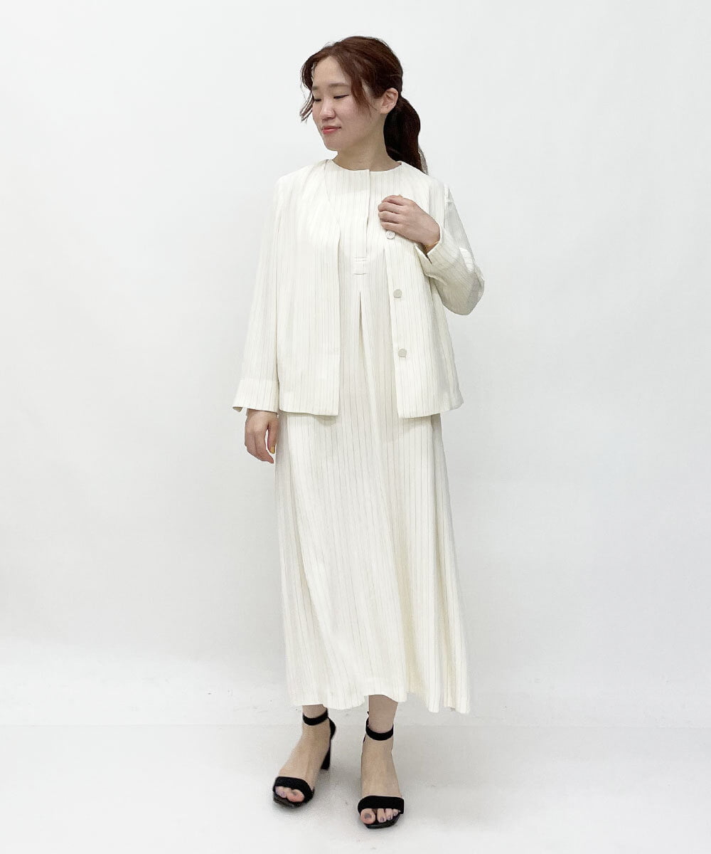 PHJGQ48390 GEORGES RECH(小さいサイズ)(メゾン ドゥ サンク) 【セットアップ対応】ピンストライプショートジャケット ネイビー