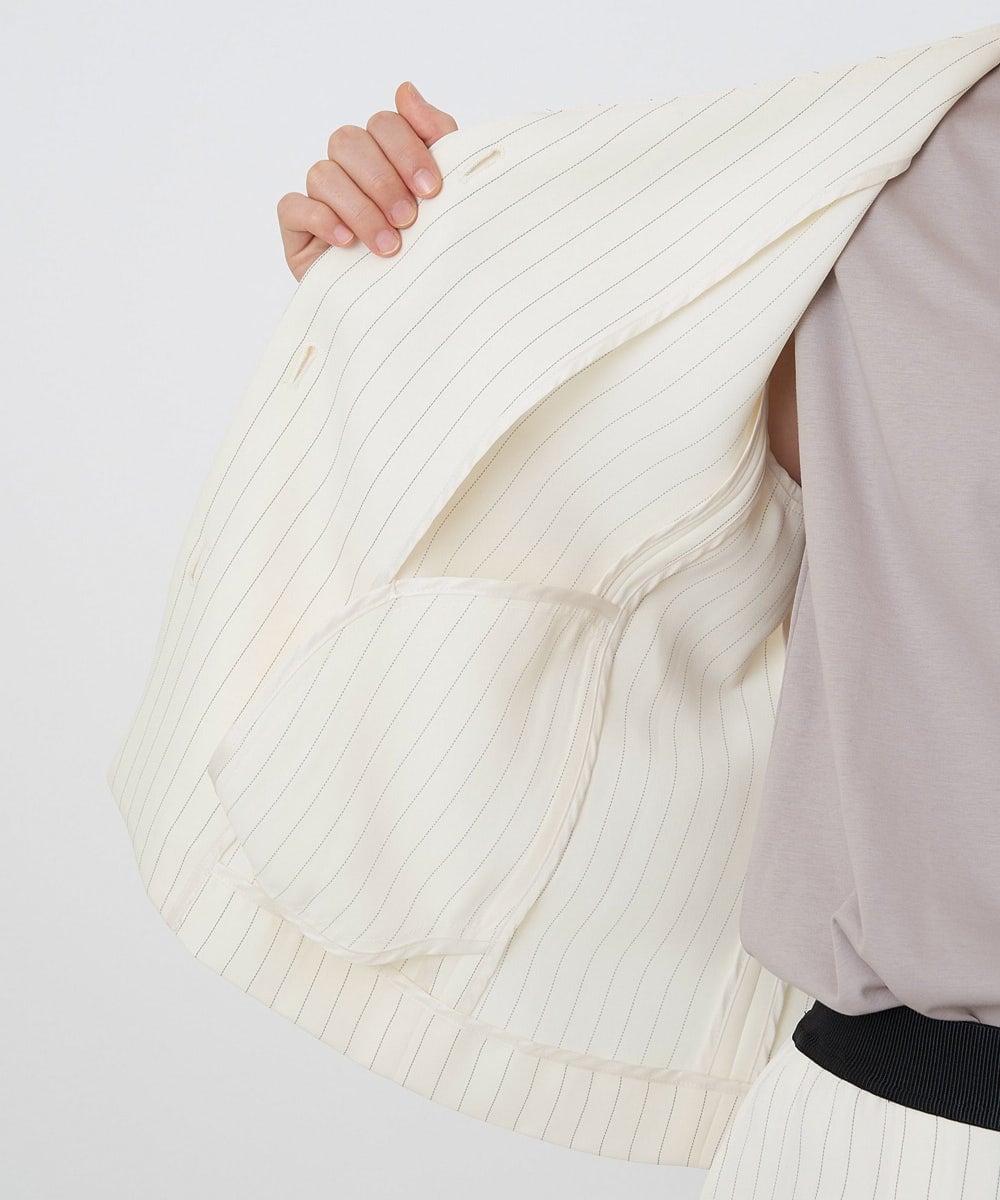 PHJGQ48390 GEORGES RECH(小さいサイズ)(メゾン ドゥ サンク) 【セットアップ対応】ピンストライプショートジャケット ネイビー