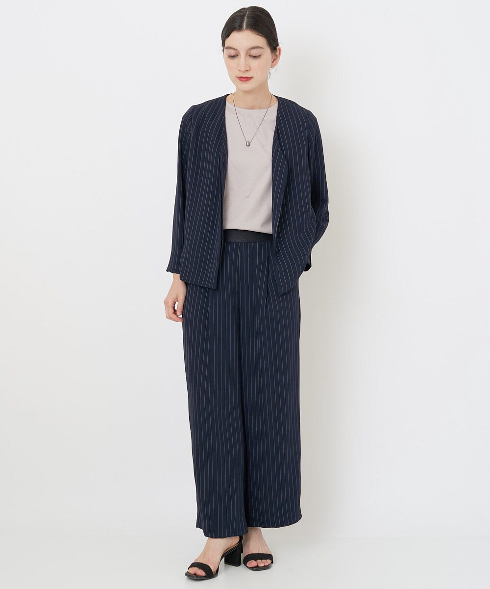 PHJGQ48390 GEORGES RECH(小さいサイズ)(メゾン ドゥ サンク) 【セットアップ対応】ピンストライプショートジャケット ネイビー