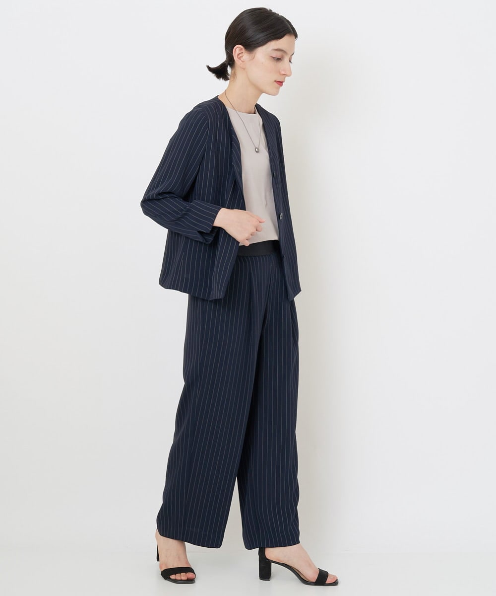 PHJGQ48390 GEORGES RECH(小さいサイズ)(メゾン ドゥ サンク) 【セットアップ対応】ピンストライプショートジャケット ネイビー