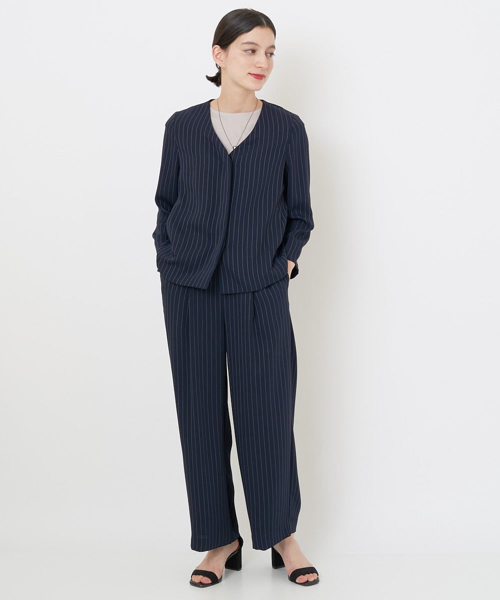 PHJGQ48390 GEORGES RECH(小さいサイズ)(メゾン ドゥ サンク) 【セットアップ対応】ピンストライプショートジャケット ネイビー