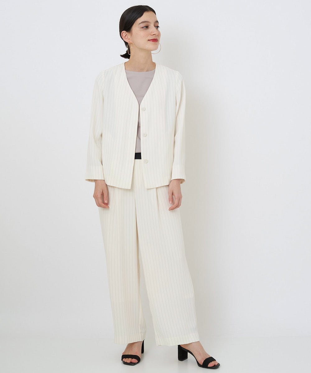 PHJGQ48390 GEORGES RECH(小さいサイズ)(メゾン ドゥ サンク) 【セットアップ対応】ピンストライプショートジャケット ネイビー