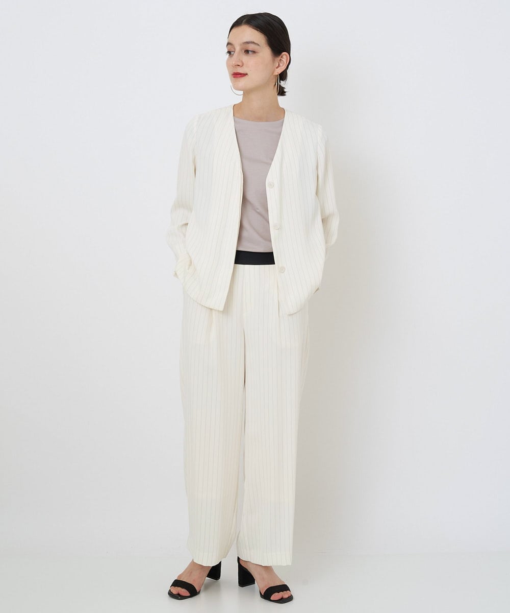 PHJGQ48390 GEORGES RECH(小さいサイズ)(メゾン ドゥ サンク) 【セットアップ対応】ピンストライプショートジャケット ネイビー