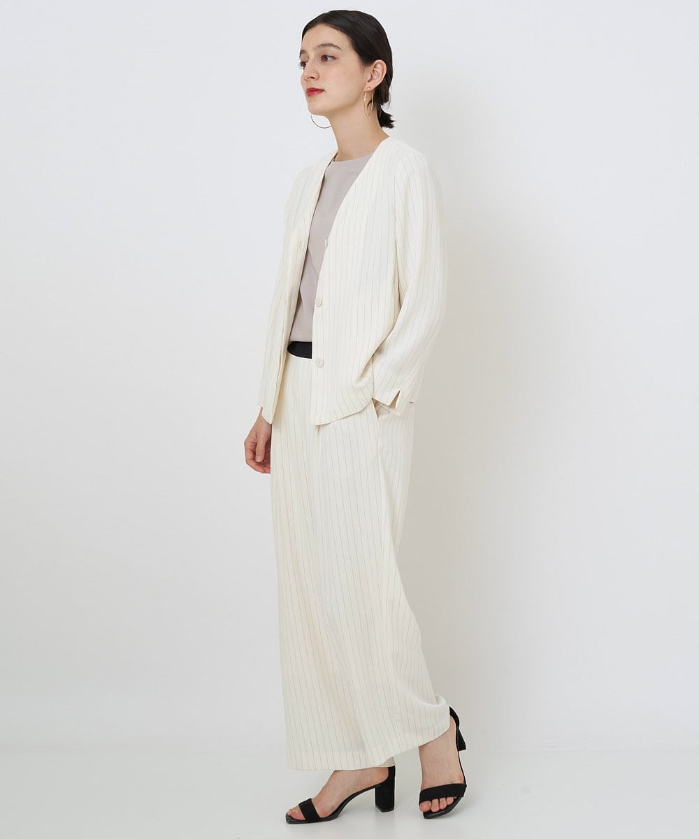 PHJGQ48390 GEORGES RECH(小さいサイズ)(メゾン ドゥ サンク) 【セットアップ対応】ピンストライプショートジャケット ネイビー