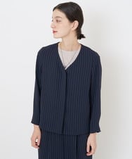 PHJGQ48390 GEORGES RECH(小さいサイズ)(メゾン ドゥ サンク) 【セットアップ対応】ピンストライプショートジャケット ネイビー