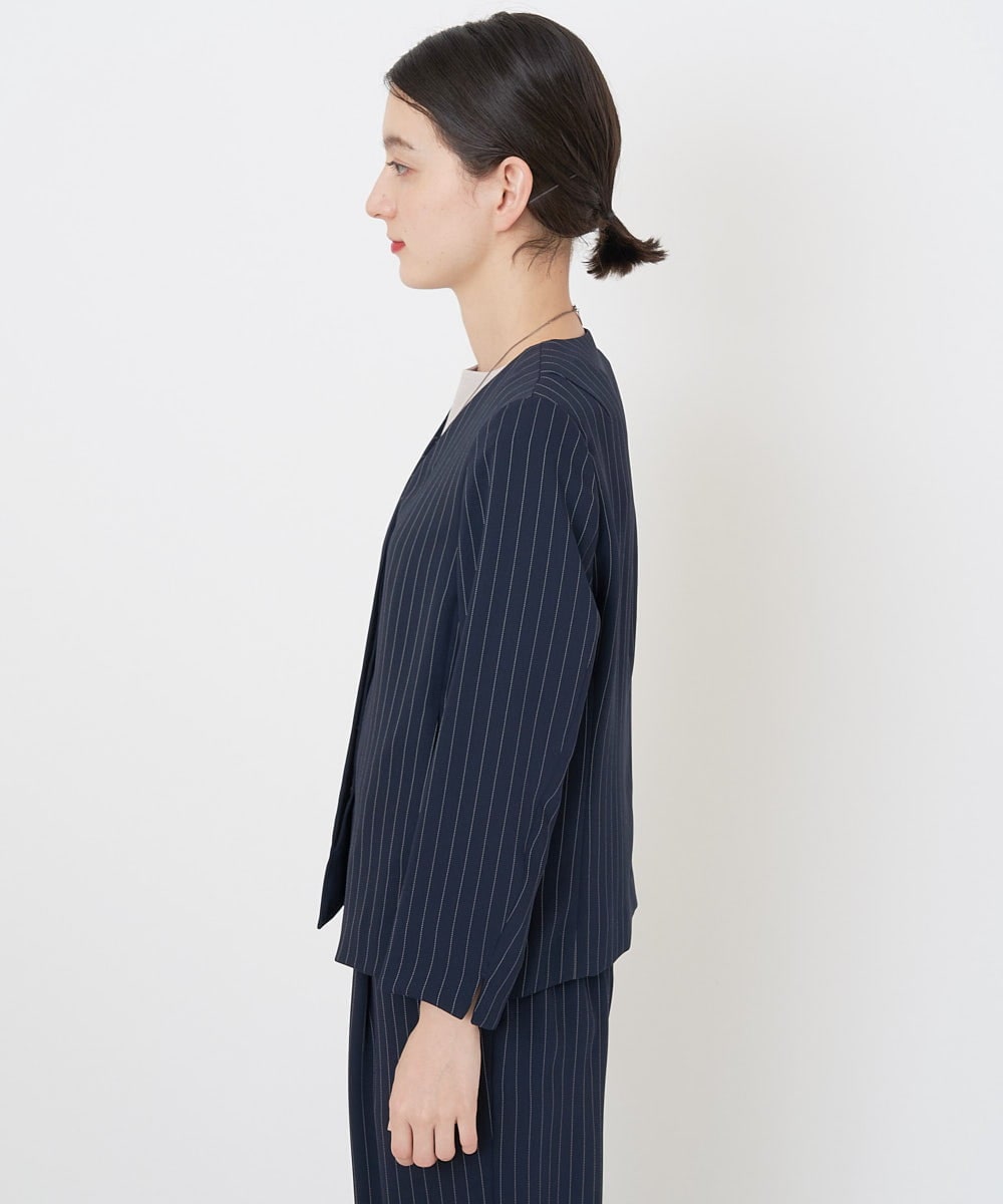 PHJGQ48390 GEORGES RECH(小さいサイズ)(メゾン ドゥ サンク) 【セットアップ対応】ピンストライプショートジャケット ネイビー