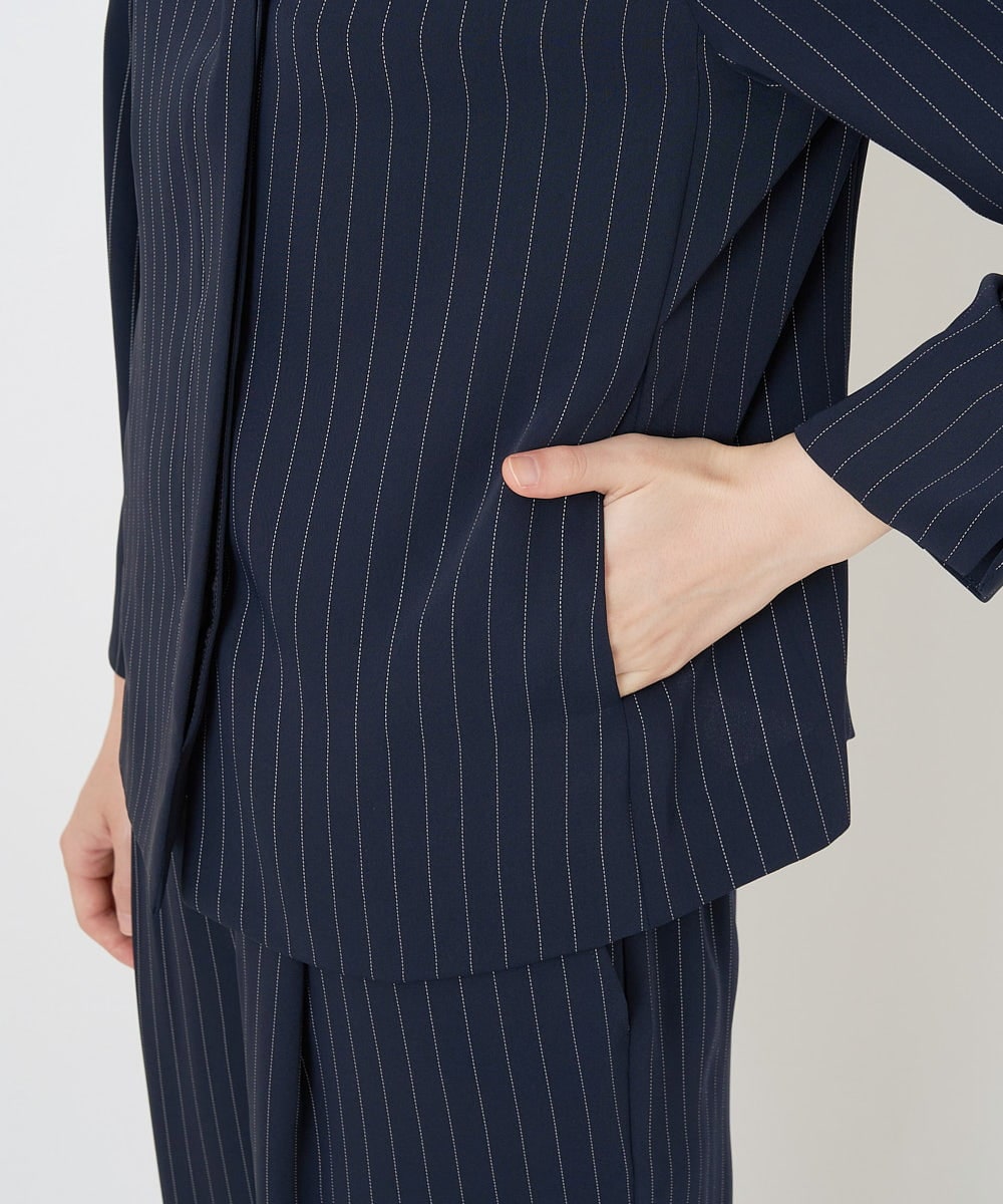 PHJGQ48390 GEORGES RECH(小さいサイズ)(メゾン ドゥ サンク) 【セットアップ対応】ピンストライプショートジャケット ネイビー