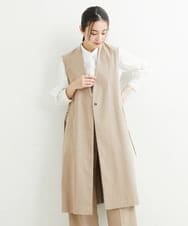 PHJHT01390 GEORGES RECH(小さいサイズ)(メゾン ドゥ サンク) [セットアップ対応]スマッシュリネンサイドスリットジレ ベージュ