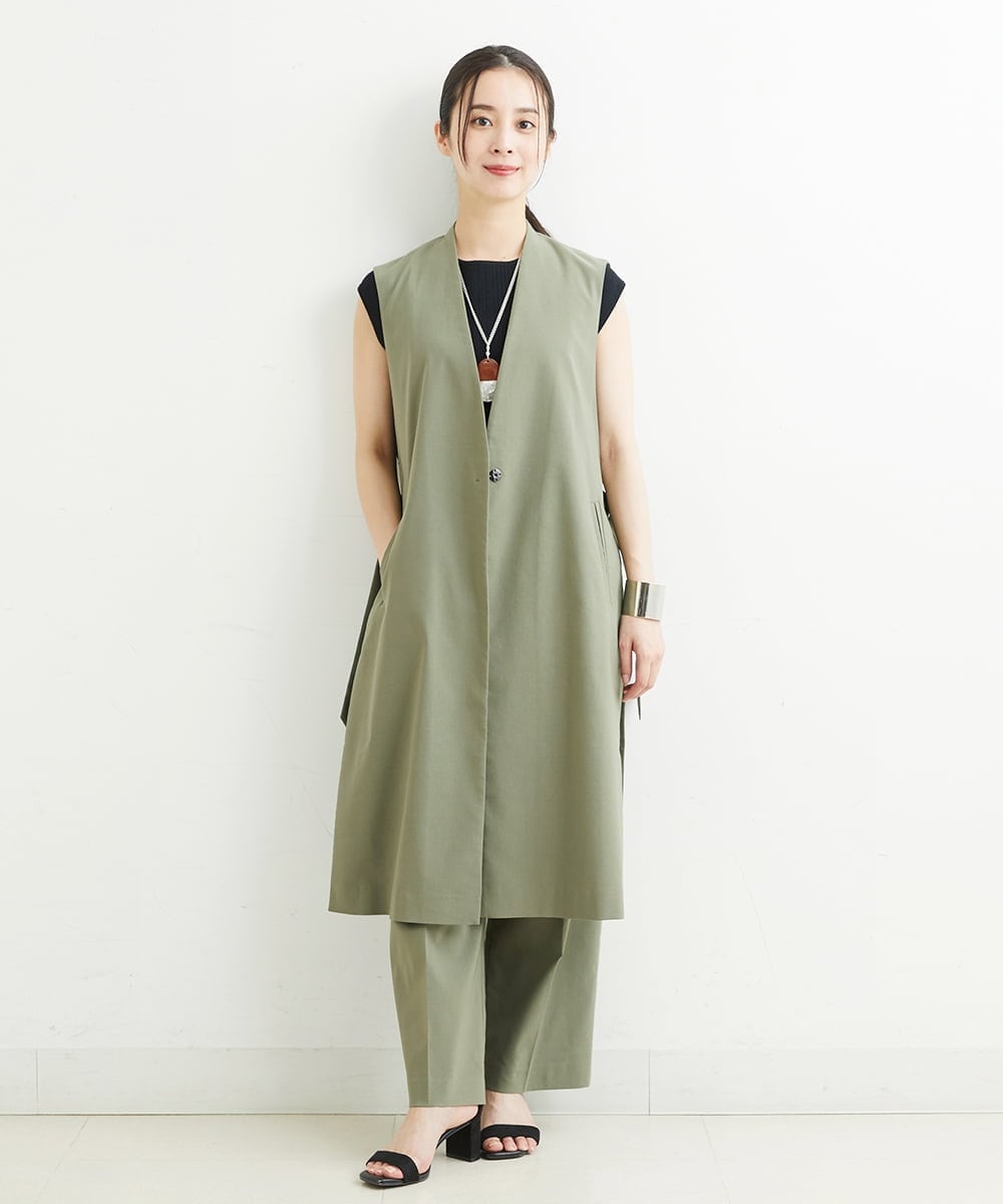 PHJHT01390 GEORGES RECH(小さいサイズ)(メゾン ドゥ サンク) [セットアップ対応]スマッシュリネンサイドスリットジレ ベージュ