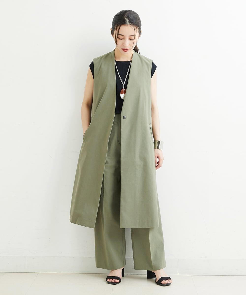 PHJHT01390 GEORGES RECH(小さいサイズ)(メゾン ドゥ サンク) [セットアップ対応]スマッシュリネンサイドスリットジレ ベージュ