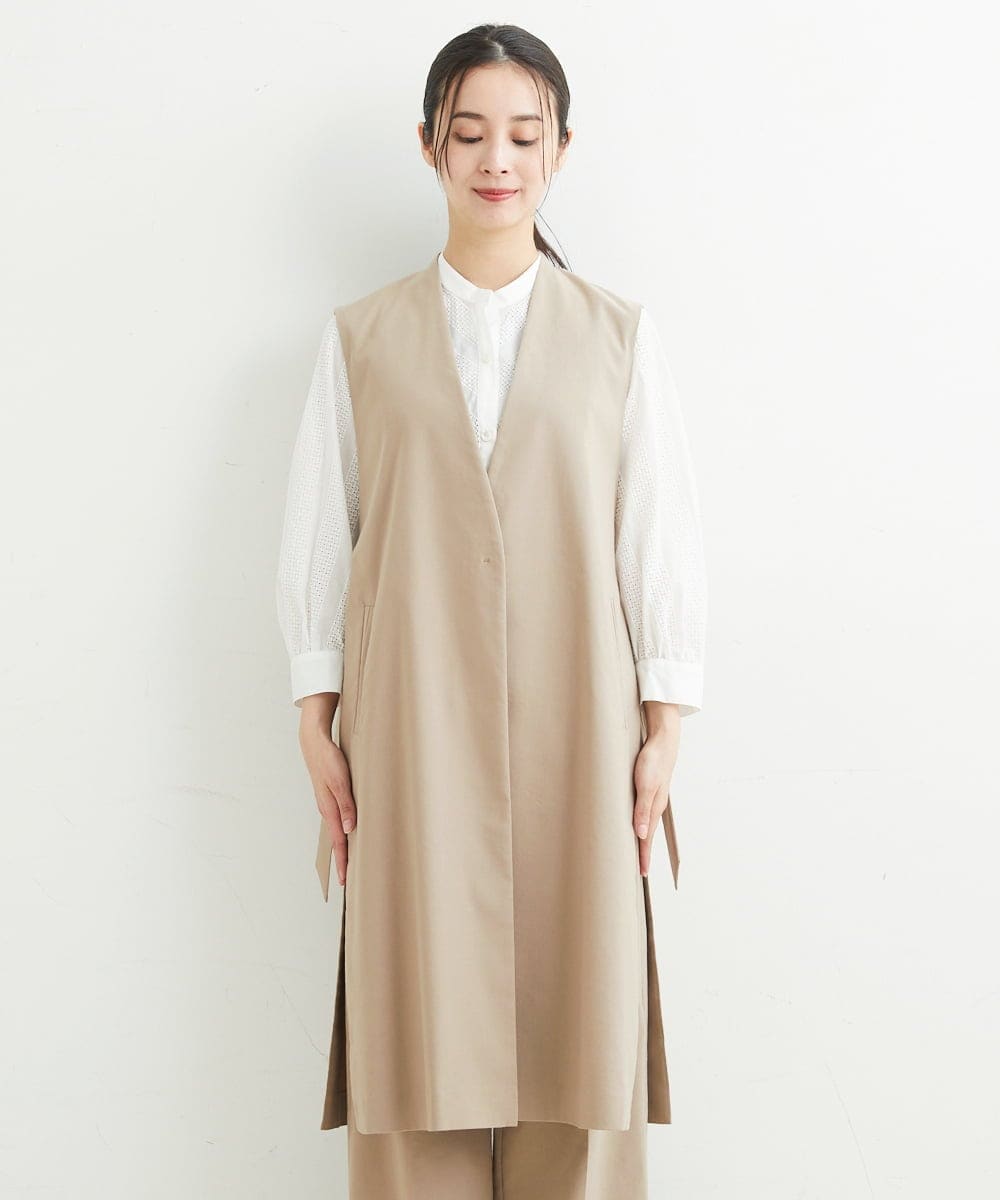PHJHT01390 GEORGES RECH(小さいサイズ)(メゾン ドゥ サンク) [セットアップ対応]スマッシュリネンサイドスリットジレ ベージュ