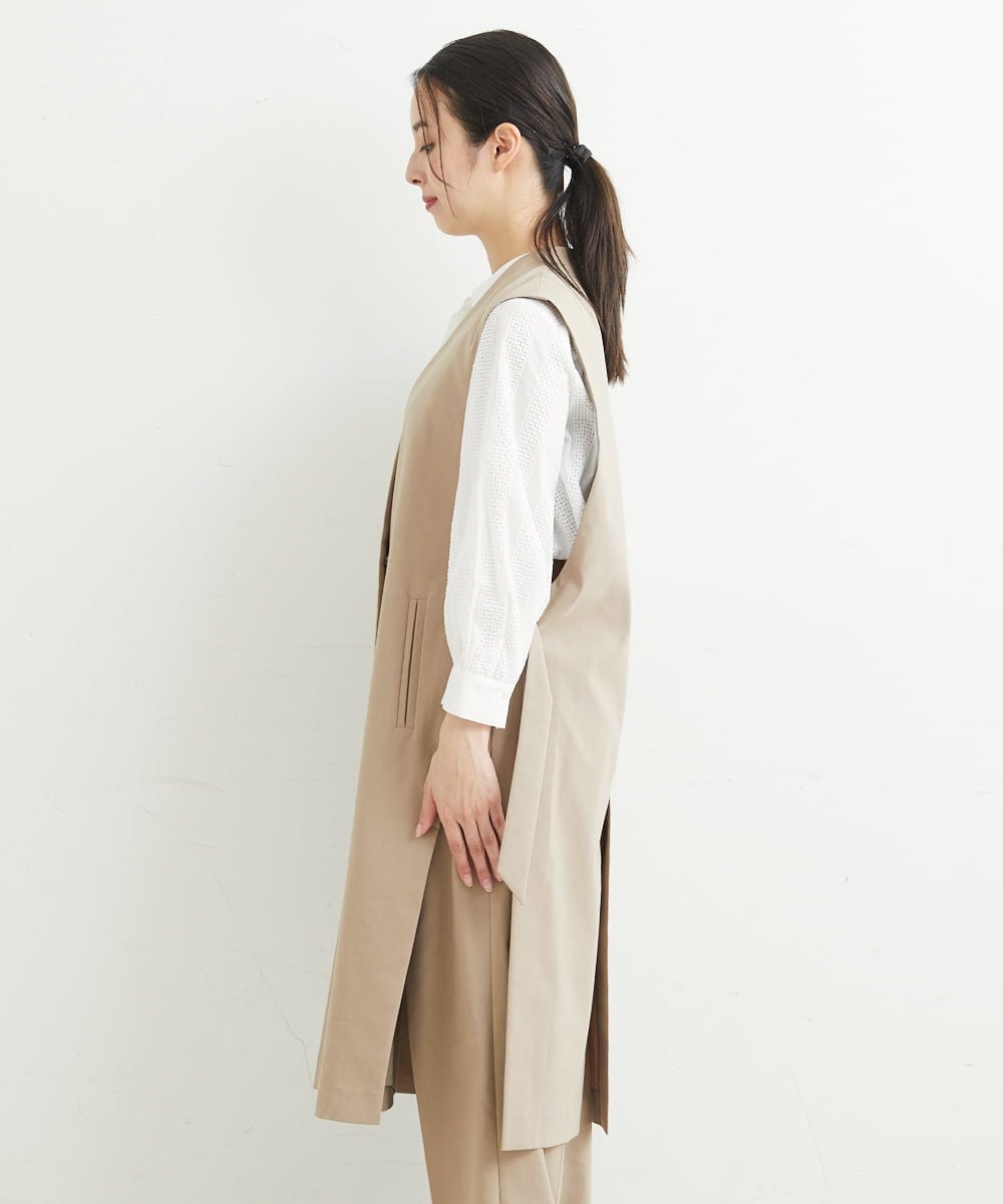 PHJHT01390 GEORGES RECH(小さいサイズ)(メゾン ドゥ サンク) [セットアップ対応]スマッシュリネンサイドスリットジレ ベージュ