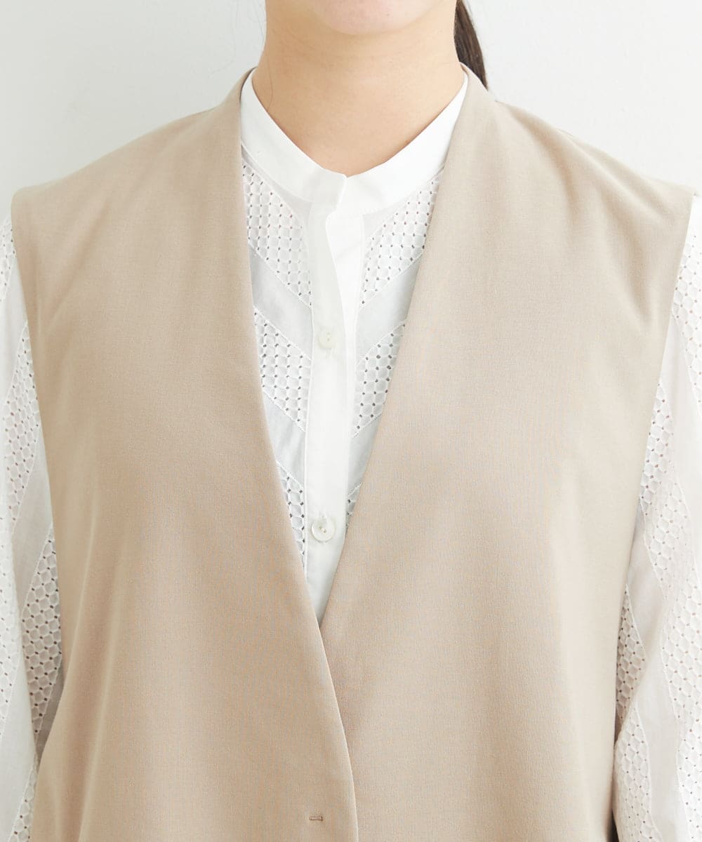 PHJHT01390 GEORGES RECH(小さいサイズ)(メゾン ドゥ サンク) [セットアップ対応]スマッシュリネンサイドスリットジレ ベージュ
