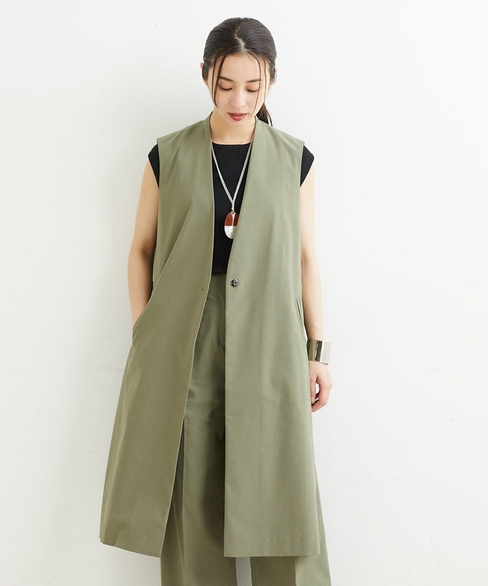 PHJHT01390 GEORGES RECH(小さいサイズ)(メゾン ドゥ サンク) [セットアップ対応]スマッシュリネンサイドスリットジレ ベージュ