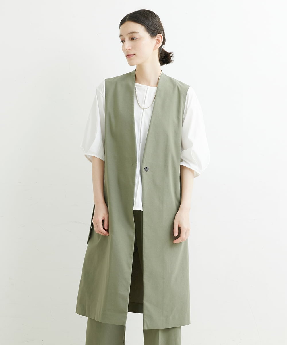 PHJHT01390 GEORGES RECH(小さいサイズ)(メゾン ドゥ サンク) [セットアップ対応]スマッシュリネンサイドスリットジレ ベージュ