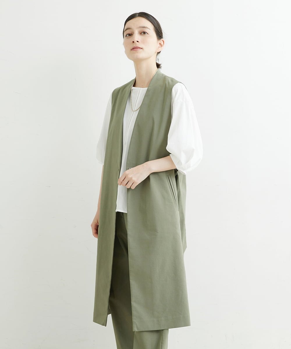 PHJHT01390 GEORGES RECH(小さいサイズ)(メゾン ドゥ サンク) [セットアップ対応]スマッシュリネンサイドスリットジレ ベージュ