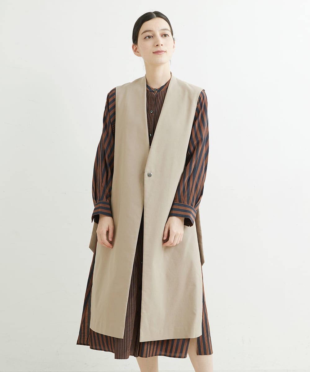 PHJHT01390 GEORGES RECH(小さいサイズ)(メゾン ドゥ サンク) [セットアップ対応]スマッシュリネンサイドスリットジレ ベージュ