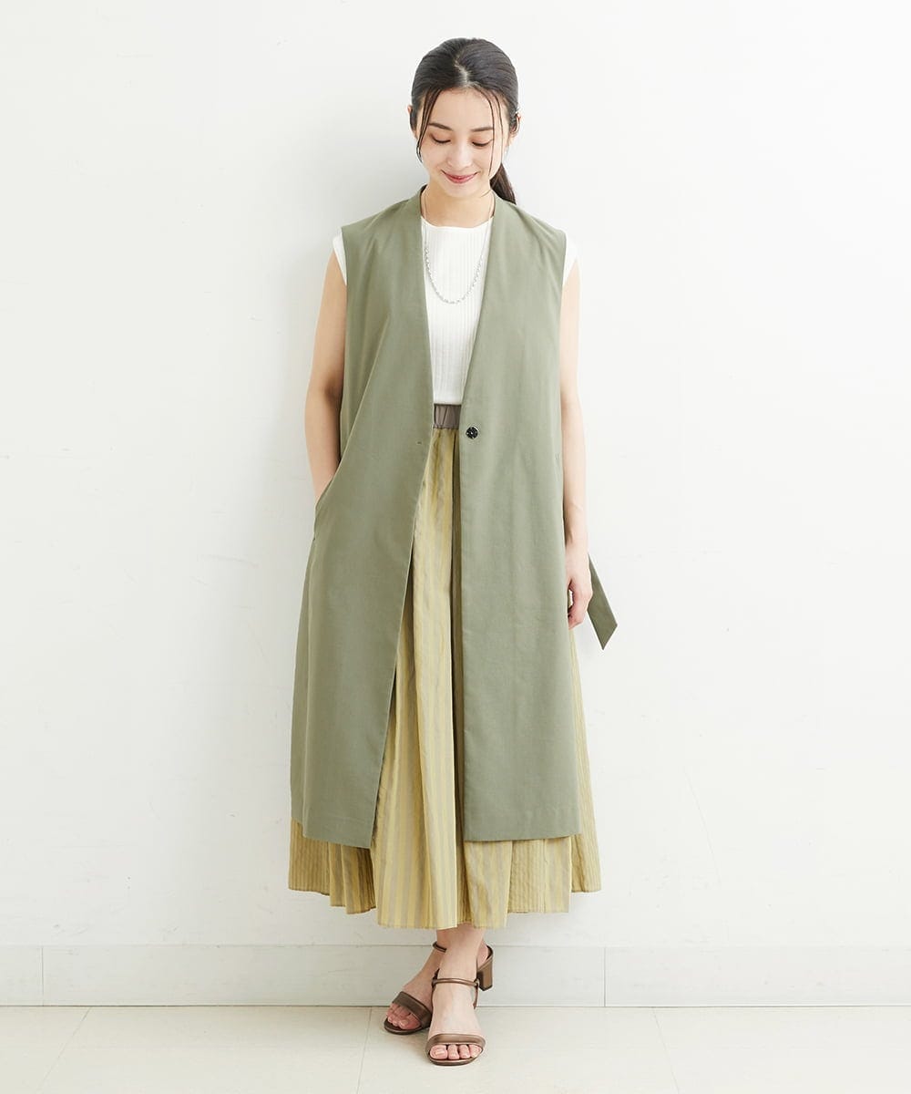 PHJHT01390 GEORGES RECH(小さいサイズ)(メゾン ドゥ サンク) [セットアップ対応]スマッシュリネンサイドスリットジレ ベージュ