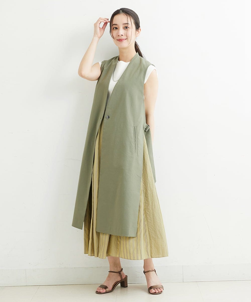 PHJHT01390 GEORGES RECH(小さいサイズ)(メゾン ドゥ サンク) [セットアップ対応]スマッシュリネンサイドスリットジレ ベージュ