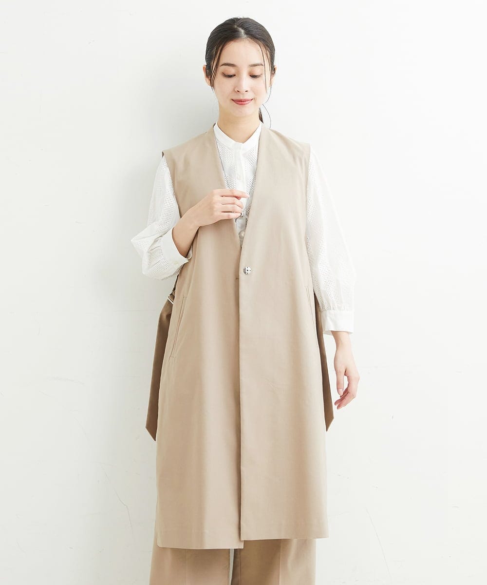 PHJHT01390 GEORGES RECH(小さいサイズ)(メゾン ドゥ サンク) [セットアップ対応]スマッシュリネンサイドスリットジレ ベージュ