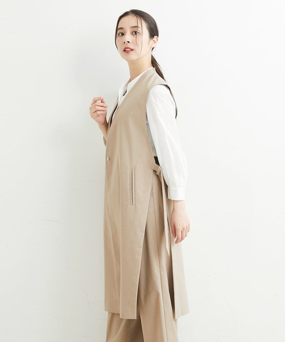 PHJHT01390 GEORGES RECH(小さいサイズ)(メゾン ドゥ サンク) [セットアップ対応]スマッシュリネンサイドスリットジレ ベージュ