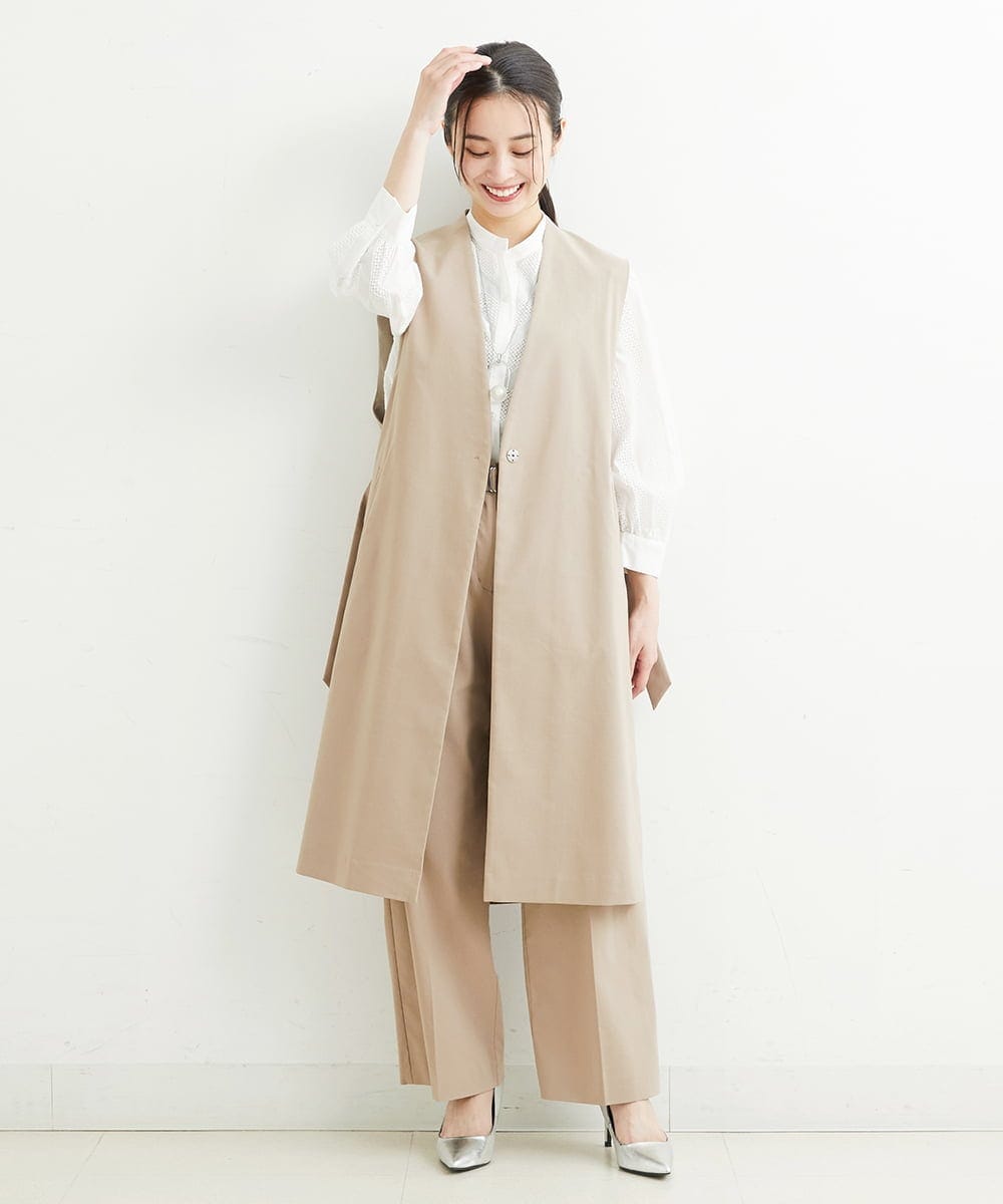 PHJHT01390 GEORGES RECH(小さいサイズ)(メゾン ドゥ サンク) [セットアップ対応]スマッシュリネンサイドスリットジレ ベージュ