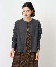 PHJJB40330 GEORGES RECH(小さいサイズ)(メゾン ドゥ サンク)  [セットアップ対応]ノーカラーブラックデニムブルゾン ブラック