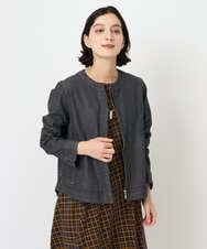 PHJJB40330 GEORGES RECH(小さいサイズ)(メゾン ドゥ サンク)  [セットアップ対応]ノーカラーブラックデニムブルゾン ブラック