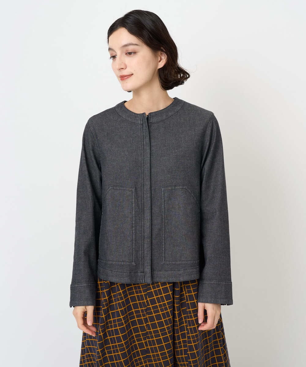 PHJJB40330 GEORGES RECH(小さいサイズ)(メゾン ドゥ サンク)  [セットアップ対応]ノーカラーブラックデニムブルゾン ブラック