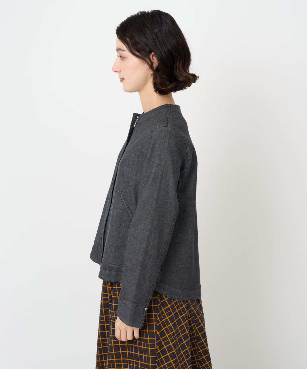 PHJJB40330 GEORGES RECH(小さいサイズ)(メゾン ドゥ サンク)  [セットアップ対応]ノーカラーブラックデニムブルゾン ブラック
