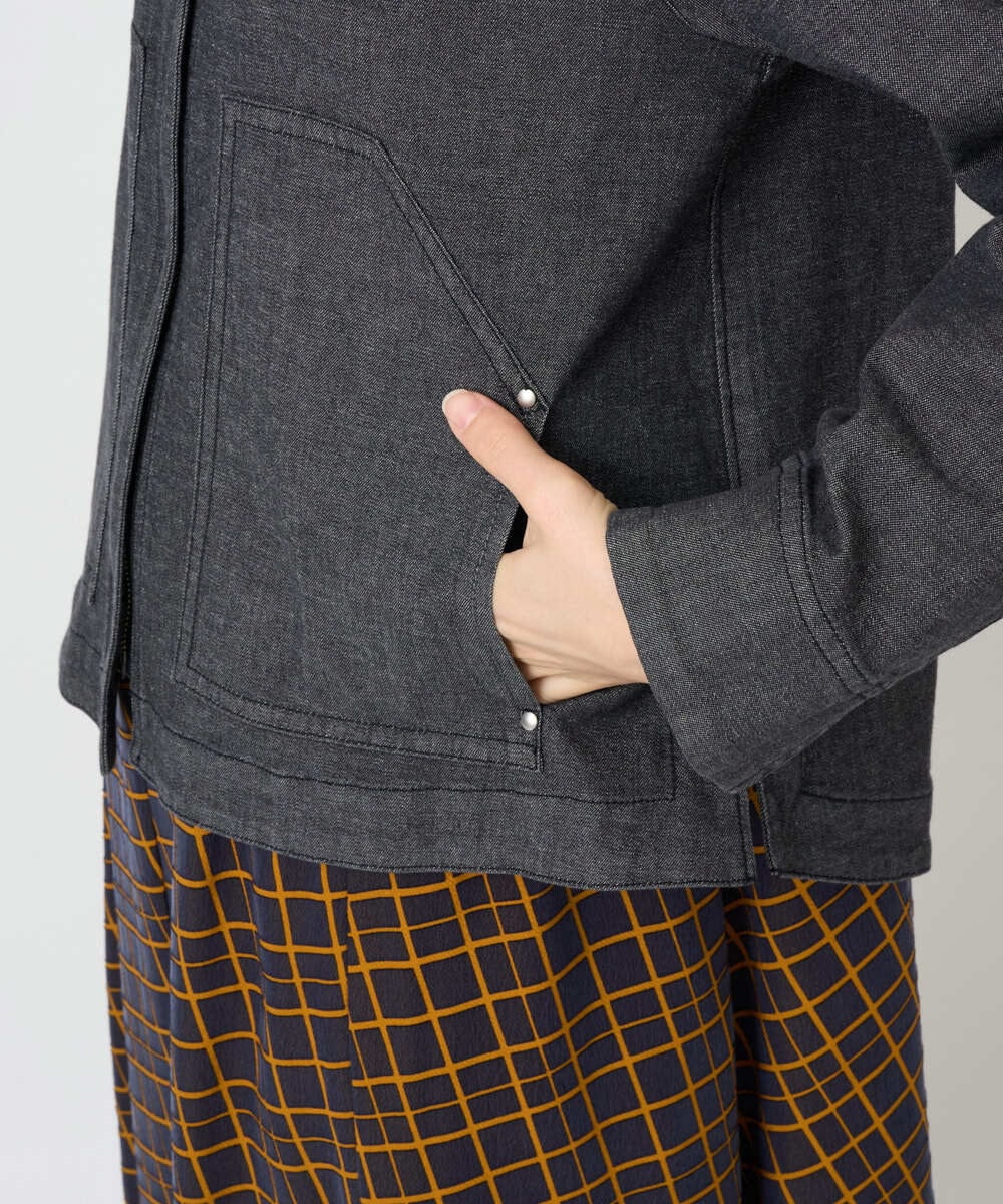 PHJJB40330 GEORGES RECH(小さいサイズ)(メゾン ドゥ サンク)  [セットアップ対応]ノーカラーブラックデニムブルゾン ブラック