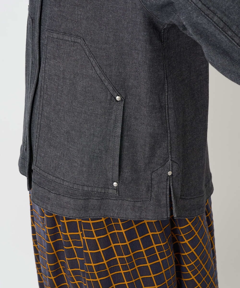 PHJJB40330 GEORGES RECH(小さいサイズ)(メゾン ドゥ サンク)  [セットアップ対応]ノーカラーブラックデニムブルゾン ブラック
