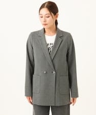 PHJJE18450 GEORGES RECH(小さいサイズ)(メゾン ドゥ サンク)  [セットアップ対応]ガングラブチェックダブルブレストジャケット ベージュ