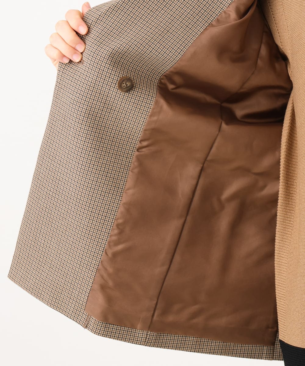 PHJJE18450 GEORGES RECH(小さいサイズ)(メゾン ドゥ サンク)  [セットアップ対応]ガングラブチェックダブルブレストジャケット ベージュ