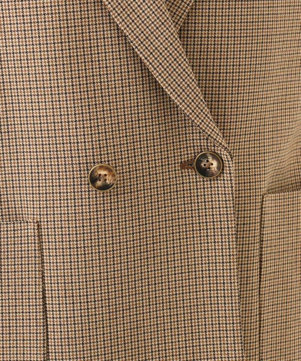 PHJJE18450 GEORGES RECH(小さいサイズ)(メゾン ドゥ サンク)  [セットアップ対応]ガングラブチェックダブルブレストジャケット ベージュ
