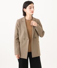 PHJJE18450 GEORGES RECH(小さいサイズ)(メゾン ドゥ サンク)  [セットアップ対応]ガングラブチェックダブルブレストジャケット ベージュ