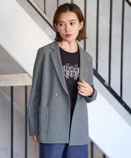 PHJJE18450 GEORGES RECH(小さいサイズ)(メゾン ドゥ サンク)  [セットアップ対応]ガングラブチェックダブルブレストジャケット ベージュ