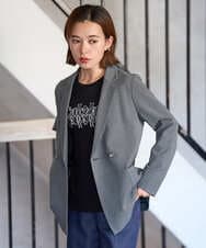 PHJJE18450 GEORGES RECH(小さいサイズ)(メゾン ドゥ サンク)  [セットアップ対応]ガングラブチェックダブルブレストジャケット ベージュ