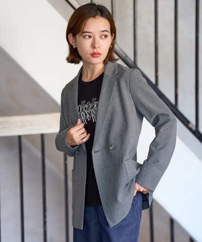 PHJJE18450 GEORGES RECH(小さいサイズ) [セットアップ対応]ガングラブチェックダブルブレストジャケット
