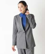 PHJJQ41390 GEORGES RECH(小さいサイズ)(メゾン ドゥ サンク) 【セットアップ対応】ポンチジャージーピンストライプジャケット ライトグレー