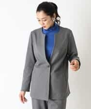 PHJJQ41390 GEORGES RECH(小さいサイズ)(メゾン ドゥ サンク) 【セットアップ対応】ポンチジャージーピンストライプジャケット ライトグレー