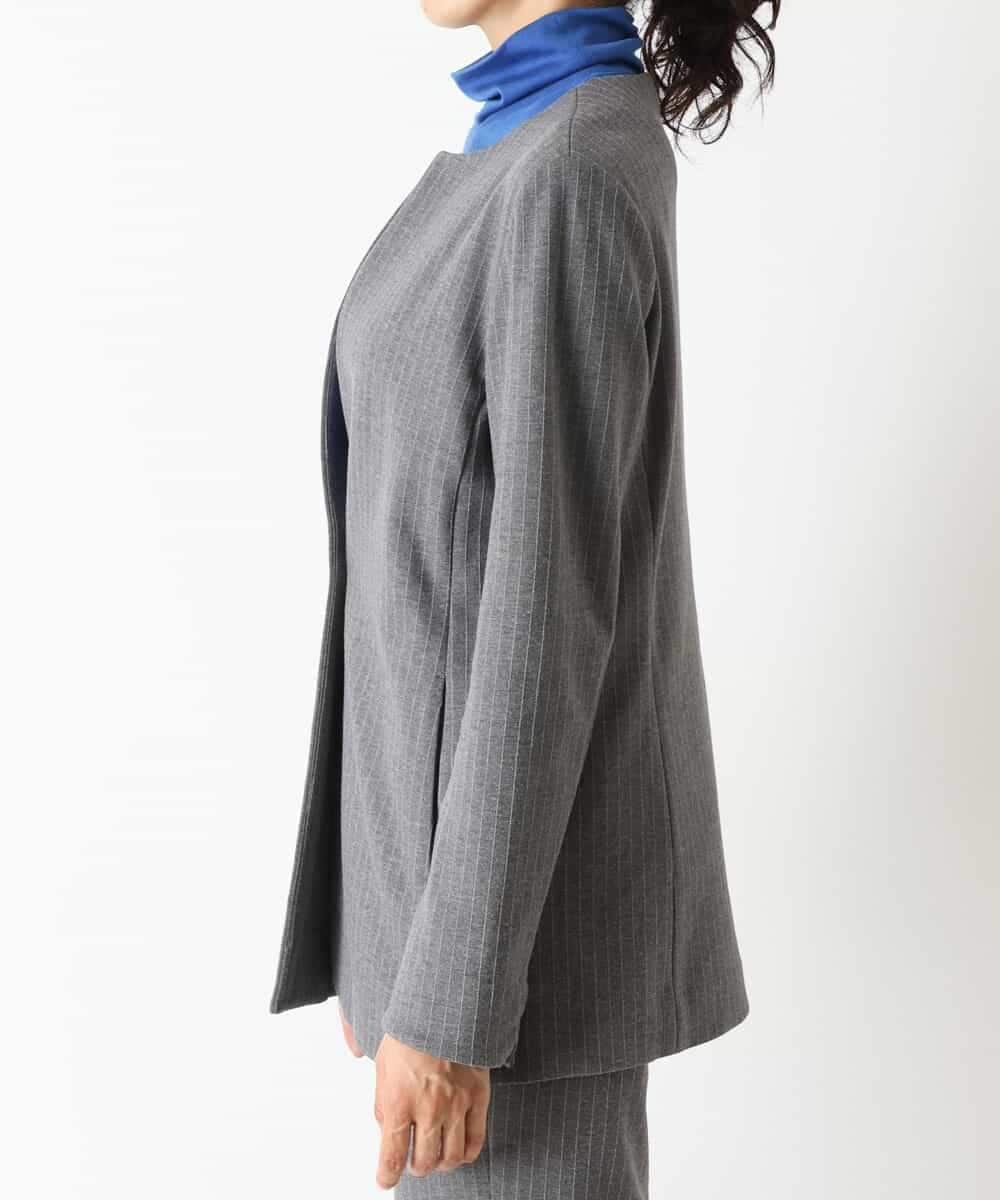 PHJJQ41390 GEORGES RECH(小さいサイズ)(メゾン ドゥ サンク) 【セットアップ対応】ポンチジャージーピンストライプジャケット ライトグレー